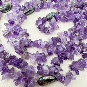 Amethyst Sterling Silver Bead Necklace Purple Natural‎ Healing Crystal Boho